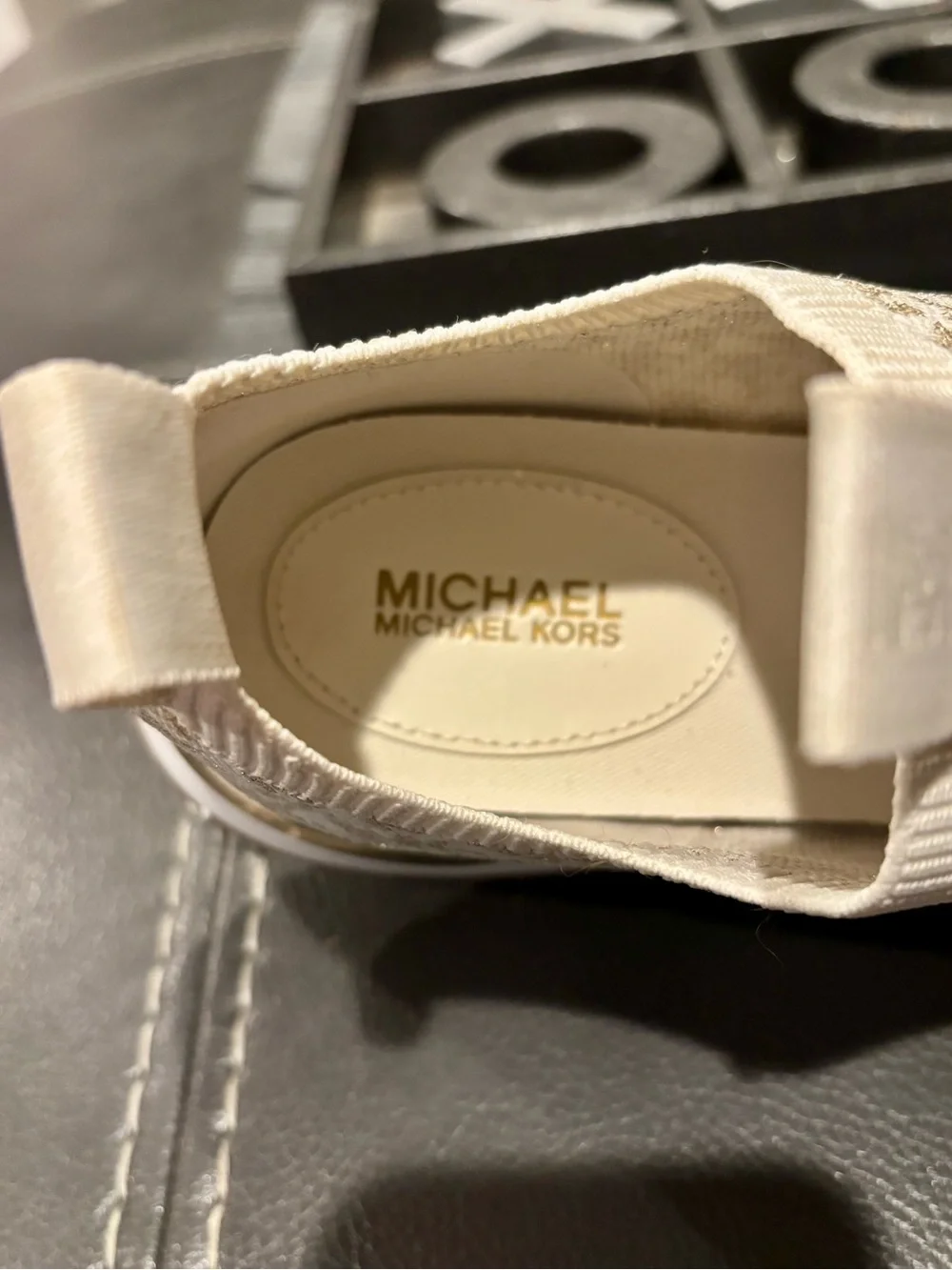 New Michael Kors Cream & Gold Slip-On Sneaker - Picture 6 of 11